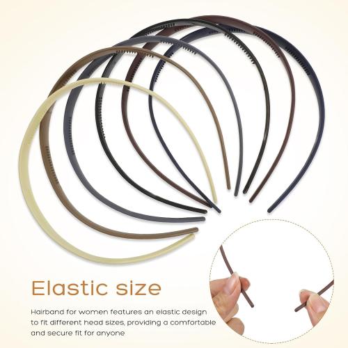 STOBAZA 4 Pcs Non-slip Thin Elastic Headbands for Glasses Women Lightweight Plastic Hairbands for Everyday Use with Comfortable Secure Fit in Black White Khaki Dark Blue