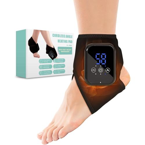 Vita Feet Relief Ankle Heating Pad with Vibration – Foot & Leg Relaxation Support – Cordless Portable Calf Wrap for Comfort & Recovery (One Unit)