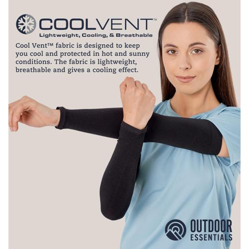 White and Black OutdoorEssentials UV Sun Protection Arm Sleeves - Compression Arm Sleeve, UV Arm Sleeves Men, Women - Golf Cooling Sleeves