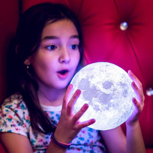 PRUGNA Moon Lamp, 1200mAh Ultra-Long Endurance Night Light, 7.1 16 Colors LED Moon Light, Remote&Touch Control Room Decor Lamps for Kids Women Gift