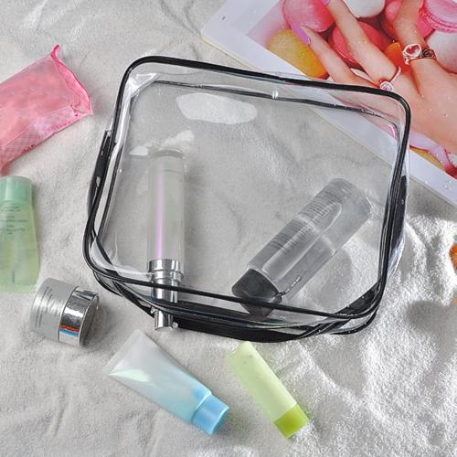 3 Pieces Clear Travel Bags, Waterproof Portable Transparent Cosmetic Makeup Bags Brown - Durable PVC Material, Easy to Clean, Multipurpose Storage for Travel and Fitness (Black)
