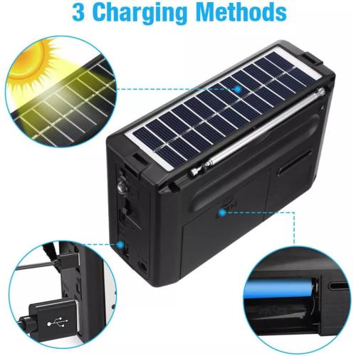 ikaufen Solar Portable FM/AM SW Radio Digital Bluetooth Speaker MP3 Player Rechargeable Comes with a Flashlight and Wrist Strap