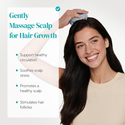 HEETA Scalp Massager 2 Pack, one item missing for Hair Growth, Soft Silicone Bristles to Remove Dandruff and Relieve Itching, Scalp Scrubber for Hair Care Relax, Shampoo Brush for Wet Dry Use, New Grey & Beige