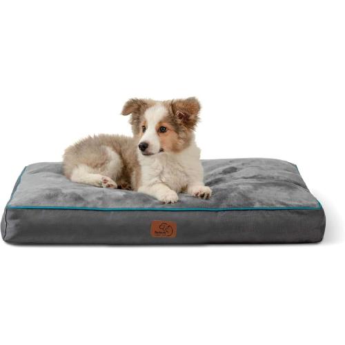 Bedsure Washable Dog Bed Medium Size Dog - 3 Inch Thicken Up to 45lbs Pet Mat Pillows with Removable Washable Cover, Grey