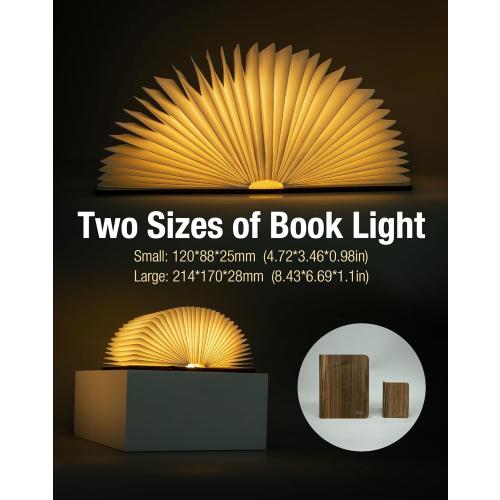 8.3 Inch Wooden Book Lamp, Book Lovers Gifts,Teacher Appreciation Gifts for Women, LED Ambient Lighting, Magnetic Mood Lighting for Home&Library Decor (Walnut)
