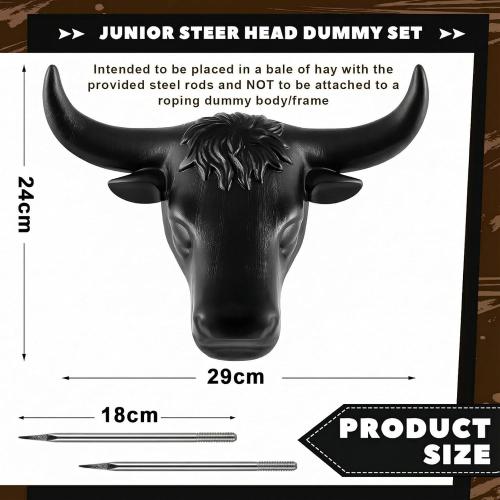 Crowye Junior Very Small Steer Head Roping Dummy with 11'' Horn Spread Complete Rodeo Set Cowboy Toy Roping Practice Dummy Steer Head Aluminum Rods for Horse Enthusiasts Junior Roper Practice