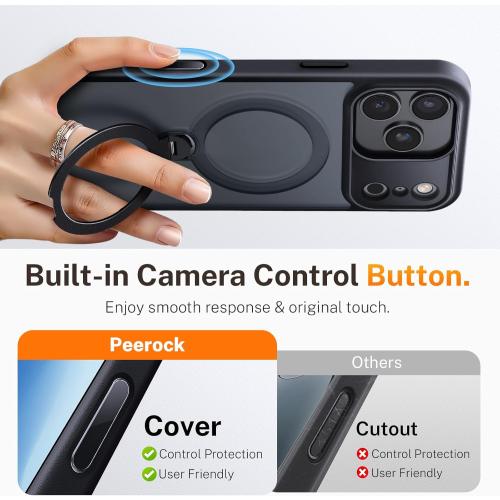 for iPhone 17 Pro Case: with 360° Spin Magnetic Stand, Camera Control Button, Fit for MagSafe, Military Drop Protection, Protective Slim Phone Cover for 17Pro with Ring Kickstand, 6.3, Black