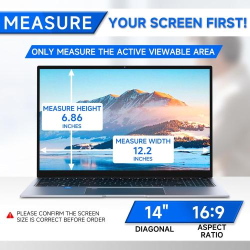 ZOEGAA 4-way 360° Privacy Screen For 14 Inch 16:9 Laptop That Screen Size is 12.2 in Wide and 6.8 in High. Removable Privacy Screen For Laptop Monitor, Anti Glare And Blue Light, Compatible With HP Dell Lenovo Asus Samsung Acer Thinkpad