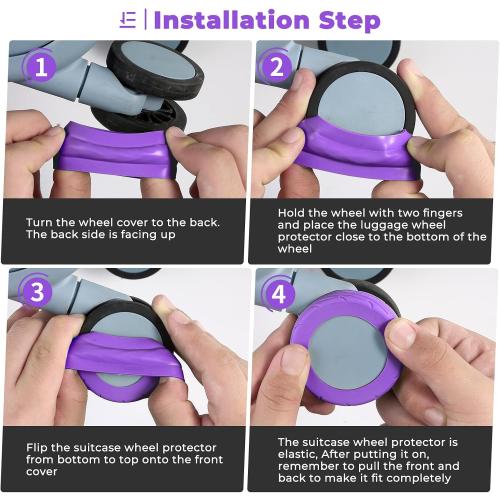 8Pcs Upgrade Luggage Wheel Covers, Travel Accessories (Purple)