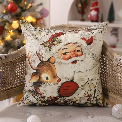 DFXSZ Christmas Pillow Covers 18x18 inch Set of 4 Santa Claus Reindeer Decorative Vintage Throw Pillow Covers Winter Retro Farmhouse Decoration for Home Couch BTHZ-140B18