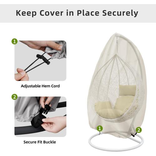 Easy-Going Patio Hanging Egg Chair Cover, UV Resistant Waterproof Outdoor Single Seat Swing Chair Cover with Zipper, Camel