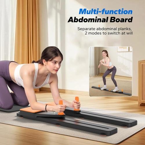 Grey and Orange MERACH Pilates Board, Multifunctional Abdominal Plate, Detachable Ab Trainer Machine with Anti-Slip Design, Portable Pilates Reformer for Core Workouts, Home Gym Equipment for Women