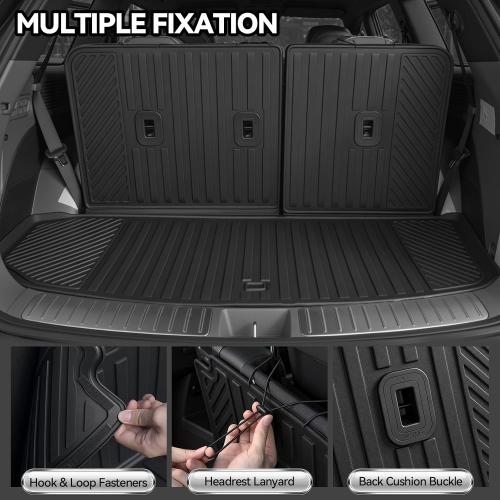 Floor Mats for 2018-2026 Jeep Wrangler 4XE 4 Doors(Not for JL or JK), Cargo Mat, All Weather TPE Cargo Liner Replacement Protection for Jeep Wrangler Accessories Door Sill Guards