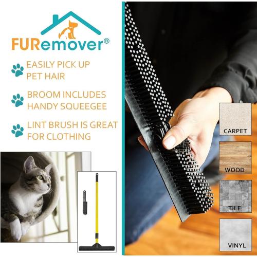 Pet Hair Removal Rubber Broom, Telescopic Handle