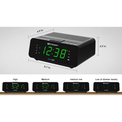 Emerson SmartSet Dual Alarm Clock Radio with AM/FM Radio, Dimmer, Sleep Timer and .9 LED Display, CKS1900