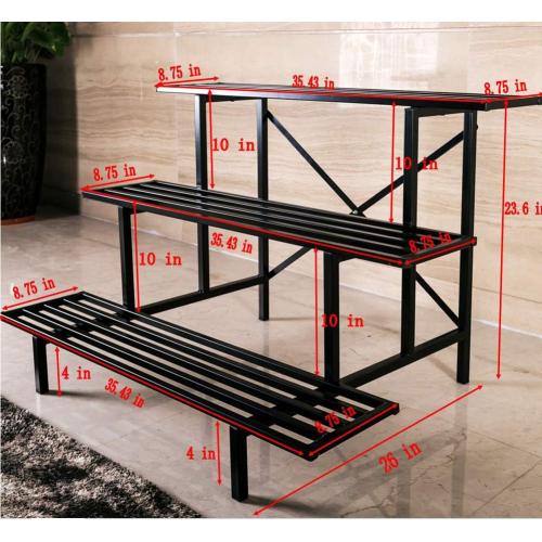 Zhongma 3 Tier Sturdy Metal Plant Stand, L35.43 x W26 x H23.6 inch, Heavy Duty Plant Holder for Home Indoor and Outdoor, 660 LBS Capacity & Heavy Duty Construction