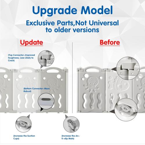 Albott Baby Playpen 22 Panel Foldable Baby playpen Folding Play Pen Kids Activity Centre Safety Play Yard Home Adjustable Shape, Portable Design for Indoor Outdoor Use (White Grey, 22 Panel)