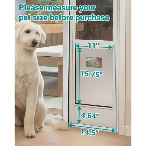 Dog Door for Sliding Door - Large Dog Door for Sliding Glass Door - Patio Sliding Door Dog Door Insert - Easy Installation, Security Lock, Weather Proof Panel
