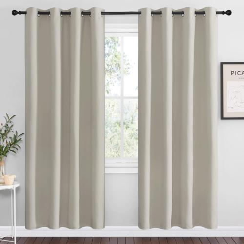 NICETOWN Natural Room Darkening Curtains 78 Long for Boho Farmhouse Home Decoration, Window Treatment Total Privacy Drape Panels for Bedroom Living Room Guest Room (55 Wide, Set of 2)