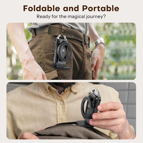 OMOTON TP02 360°Rotating for MagSafe Tripod, Adjustable Aluminum Magnetic Phone Tripod for iPhone 17/16/15/14 Pro Max Air, Foldable Cell Phone Stand Fits Vlog, Gym, Travel Essentials Accessories