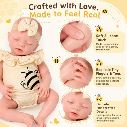 BABESIDE 16 Inch Silicone Baby Doll Weighted 4LB, Lifelike Newborn Dolls