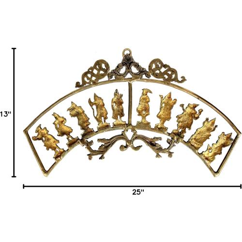 eSplanade - Brass Vishnu Dashavatar Dashavatara Dasavatharam - Ten Incarnations Avtars - Ten Incarnations of Lord Vishnu - Wall Hanging (13 Inch)