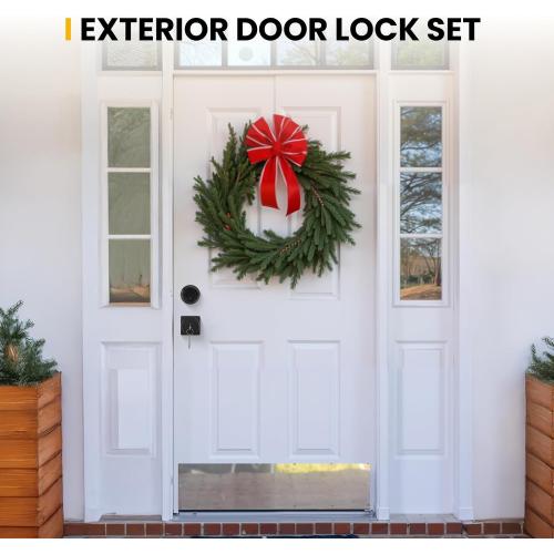 Goldenwarm Matte Black Exterior Door Knob with Deadbolt, Front Door Knob with Lock and Key Unique 1 Pack