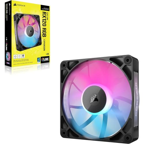 CORSAIR iCUE Link RX120 RGB 120mm PWM Fan - Magnetic Dome Bearing - Single Fan - Black