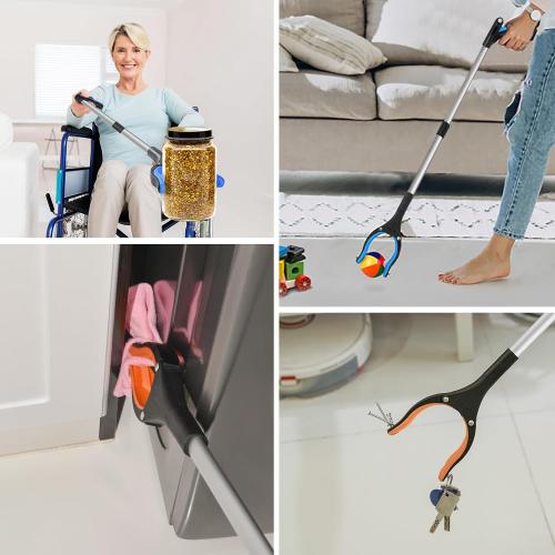 34 Grabber Reacher Tool, 2-Pack Foldable Reacher Grabber Pickup Tool with 360° Rotating Jaw & Magnets, Grabber Tool Heavy Duty