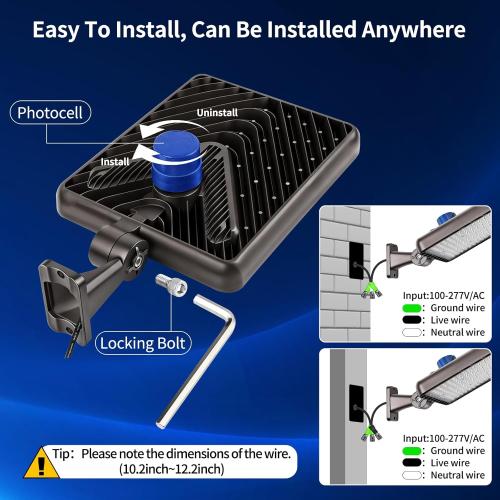 480W LED Parking Lot Light,Commercial Flood Light for Large Area | 72000LM Shoe Box Street Light with Dusk to Dawn Photocell,5000K IP65 Waterproof Adjustable wall Mount,110-277V