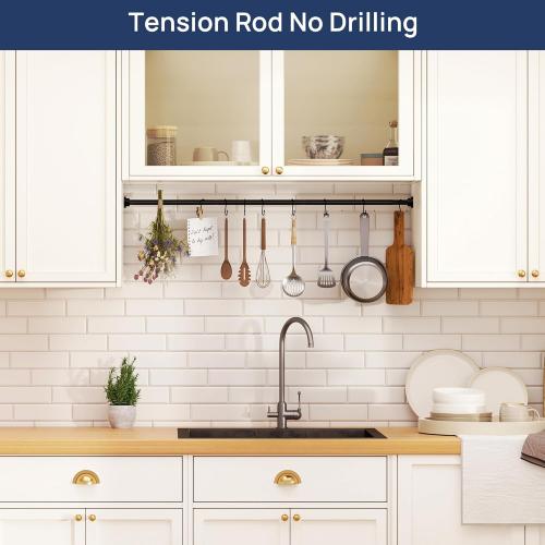 ENJOYBASICS 2 Pack Adjustable Spring Tension Curtain Rods 32 to 66 Inches, Stainless Steel Matte Black Shower Rod No Drilling for Window, Bathroom, Closet, Room Divider, 7/8 Diameter