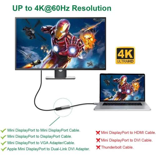 USB-C to Mini DisplayPort Adapter, USB Type C (Thunderbolt 3) to Mini DP 4K Cable Adapter for MacBook Pro, iMac/iMac Pro, LED Cinema Display and More [Advanced Chip]