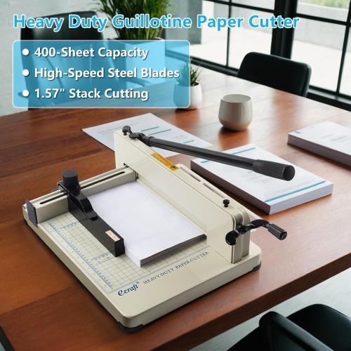 Ecraft Heavy Duty 12 Guillotine Paper Cutter - 400 Sheet Capacity,Solid Steel with HSS Blade,Industrial Commercial Trimmer for Office,School,Print Shop,Safety Lock & Clear Grids