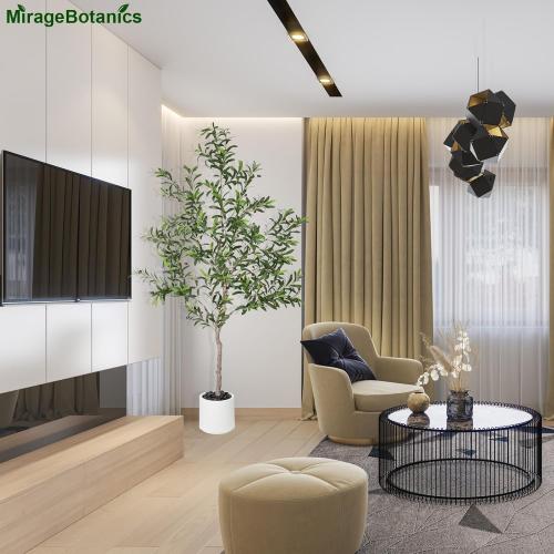 Artificial Olive Trees Indoor,Faux Olive Tree with White Planter Pot,Artificial Plants Lifelike Fruits for Home Office MeetingRoom Living Room Indoor Outdoor Decor(6ft)