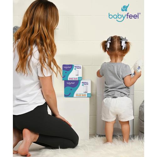 Babyfeel Refills Compatible with DEKOR PLUS Diaper Pails | 4 Pack | Exclusive 30% Extra Thickness | Diaper Pail Refills with Powerful Odor Elimination | Fresh Powder Scent | Holds up to 2320 Diapers