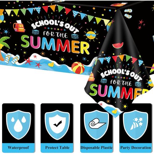 School's Out for The Summer Tablecloths for Kids Class End of School Year Theme Table Covers Supplies Summer End of School Decorations School's Out Tablecloths for Graduation Preschool Party Favors