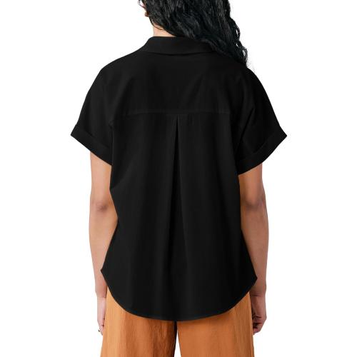 Size 4 XL...Womens Button Down Linen Shirt, Short Sleeve Blouses for Women Dressy Casual, Collared Blouses Tops