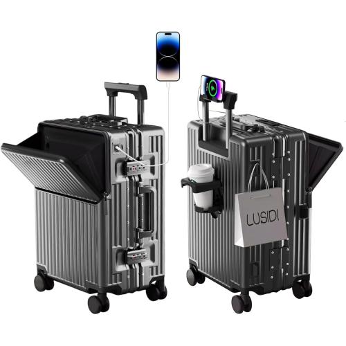 Zipperless Luggage, 22x14x9 Aviation Certified, Polycarbonate Aluminum Hardshell, Expandable Carry-On Luggage with Spinner Wheels, Hardshell Luggage, 20 Inch Cabin