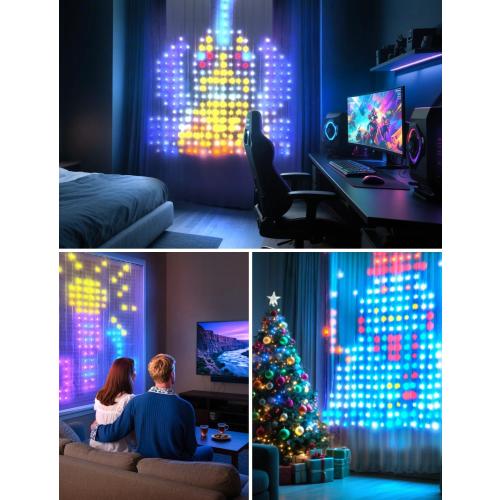 LED Curtain Light, 400 LEDs, Smart RGB IC Color Changing Holiday Wall Lights, 3.3x3.3ft Indoor Dynamic DIY LED String Lights, APP Remote Control, For Bedroom, Living Room, Window Decor, Party, Wedding