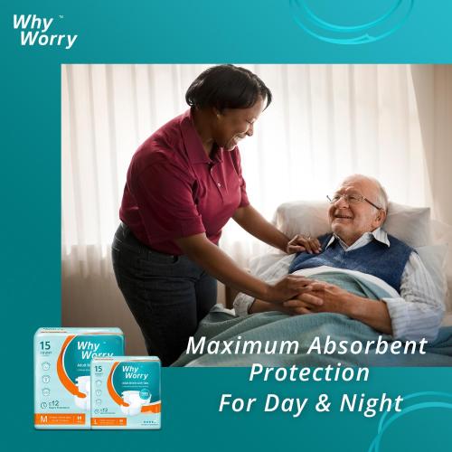 WhyWorry Adult Diapers with Tabs, Disposable Incontinence Briefs for Women & Men with Maximum Absorbency, Adult Briefs for Incontinence Overnight, Odor Control, Unisex, XLarge, 15 Count