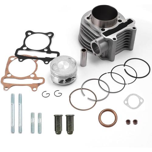 Mokuo GY6 170cc 61mm/2.40 Cylinder Top End Rebuild Kit with Piston Ring Gasket in Aluminum Alloy Material,Fit for Chinese GY6 4-stroke 152QMI 157QMJ Engine,61MM