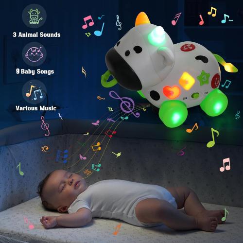 Musical Cow Toys for 1  Year Old Boy Girl, Bilingual Baby Toy 6-12-18 Month, One Year Old Boy Toys, 1 Year Old Girl Gift, Learning Toddler Toy Age 1-2, First Christmas 1st Birthday Gift