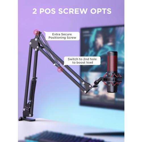 InnoGear Boom Arm Microphone Mic Stand for Blue Yeti HyperX QuadCast SoloCast Snowball Fifine Shure SM7B and Other Mic, Black