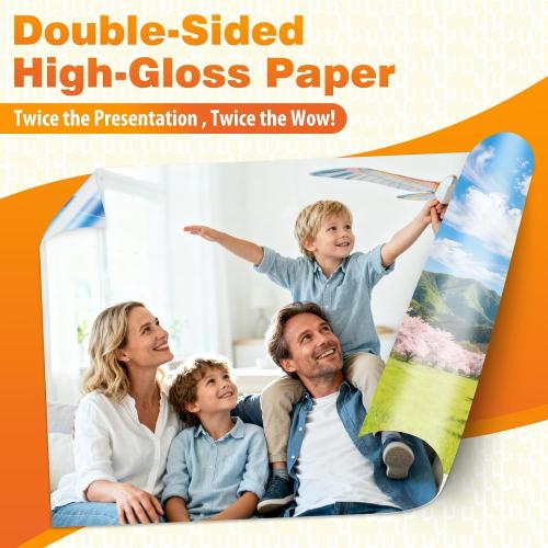 Uinkit Double Sided Photo Paper Glossy 100 sheets 5x7 54lbs Inkjet for Dye Ink 200Gsm kPicture 5 x 7 9.5Mil for Inkjet Printing Printer (100, 5x7)