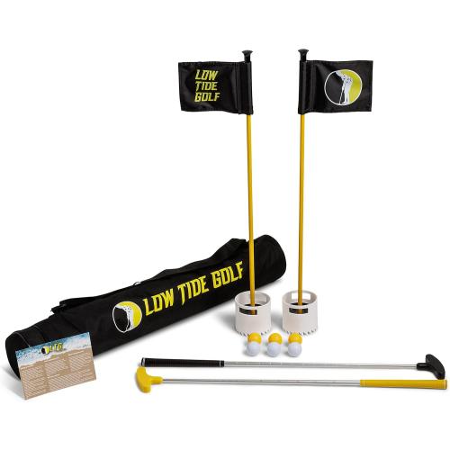 Set 2 Putters, 2 LTG Regulation Cups, Flags, Travel Bag, 6 Golf Balls America's Best Outdoor Beach Putting Game - Mini Golf on The Beach - Durable, Convenient, and Weatherproof - 2 Putters, 2 LTG Regulation Cups, Flags, Travel Bag, 6 Golf Balls