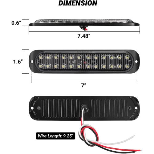 Aluminum Housing White 24LEDs Trailer Backup Reverse Light Surface Mount 7.5 inch Bar Strip Truck Bed Lights of Pickup Tractor Camper IP67 Waterproof 2Pcs