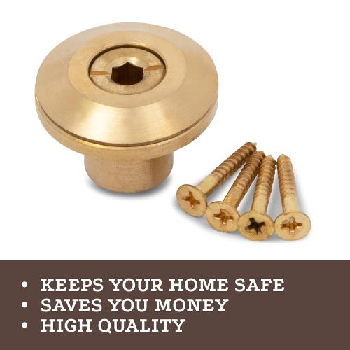 Wood Grip Wood Deck Brass Anchor with Collar for Pool Safety Cover. Universal Replacement for In-ground Swimming Pool Safety Covers and Mesh Covers, kasa Matter