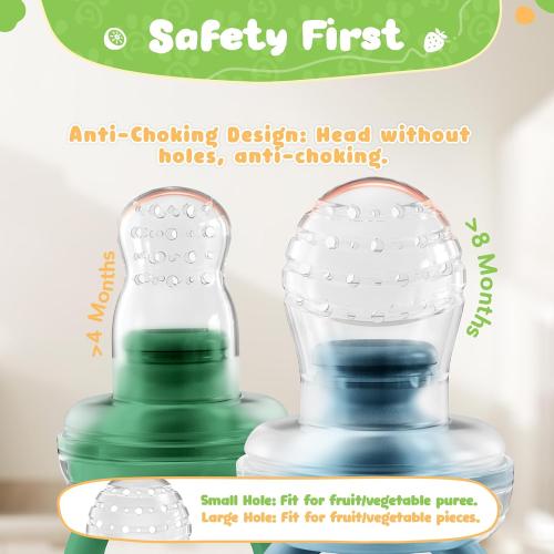 Bear Baby Fruit Food Feeder & Mini Freezer Nibble Tray Combo, 2 Pack Breastmilk Popsicle Molds for Baby Teething Relief, BPA Free Silicone Feeder for Safe Infant Self Feeding, Dishwasher Safe