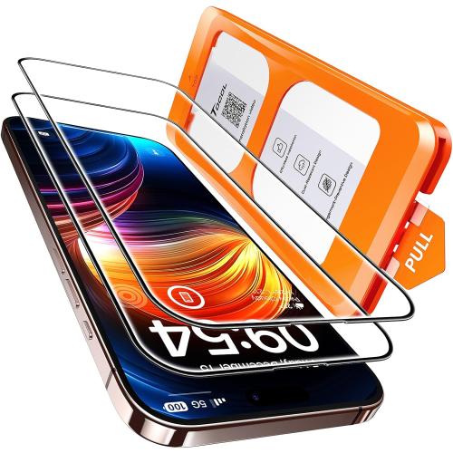 TOCOL for iPhone 16 Pro Max Screen Protector, 9H Hardness Military Grade Shatterproof HD Tempered Glass Full Coverage Easy Installation Case Friendly 2 Pack