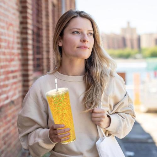 6 Pack 24Oz Snow Globe Tumblers, Double Wall Acrylic Snowglobe Cup with Pre Drilled Hole, Lids, Straws and Plug, Reusable Clear Plastic Tumbler for Snow Globe Glitter DIY